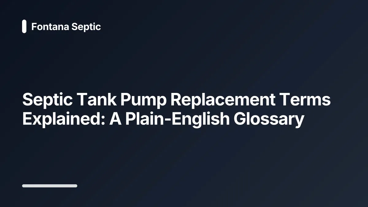 septic tank pump replacement glossary