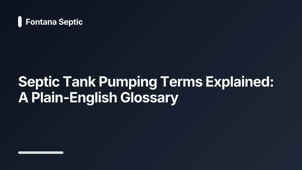 septic tank pumping glossary