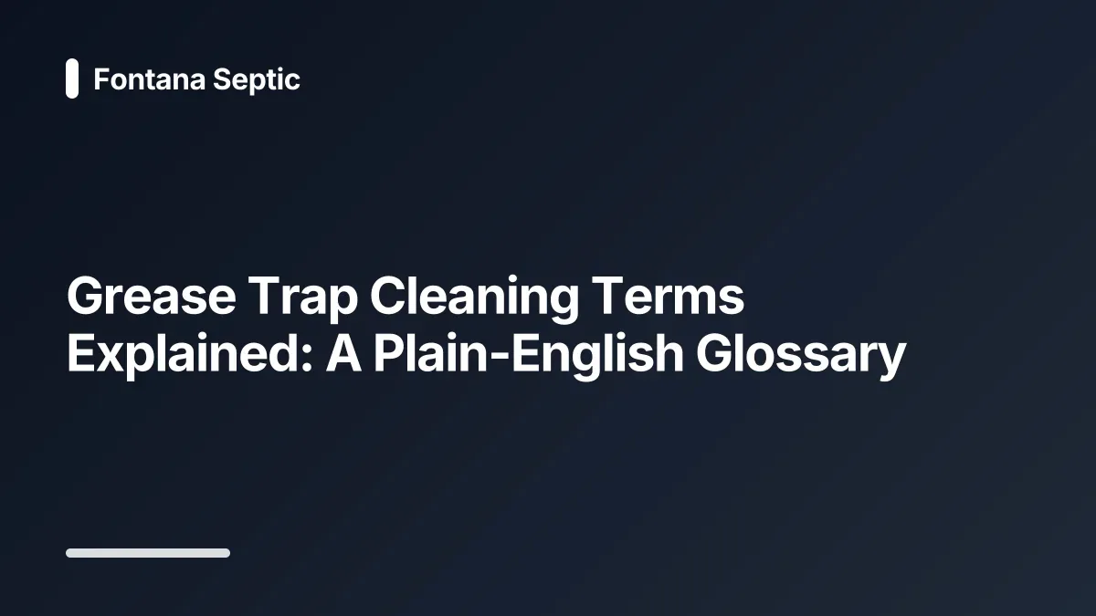 grease trap cleaning glossary