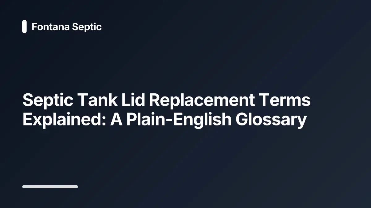 septic tank lid replacement glossary